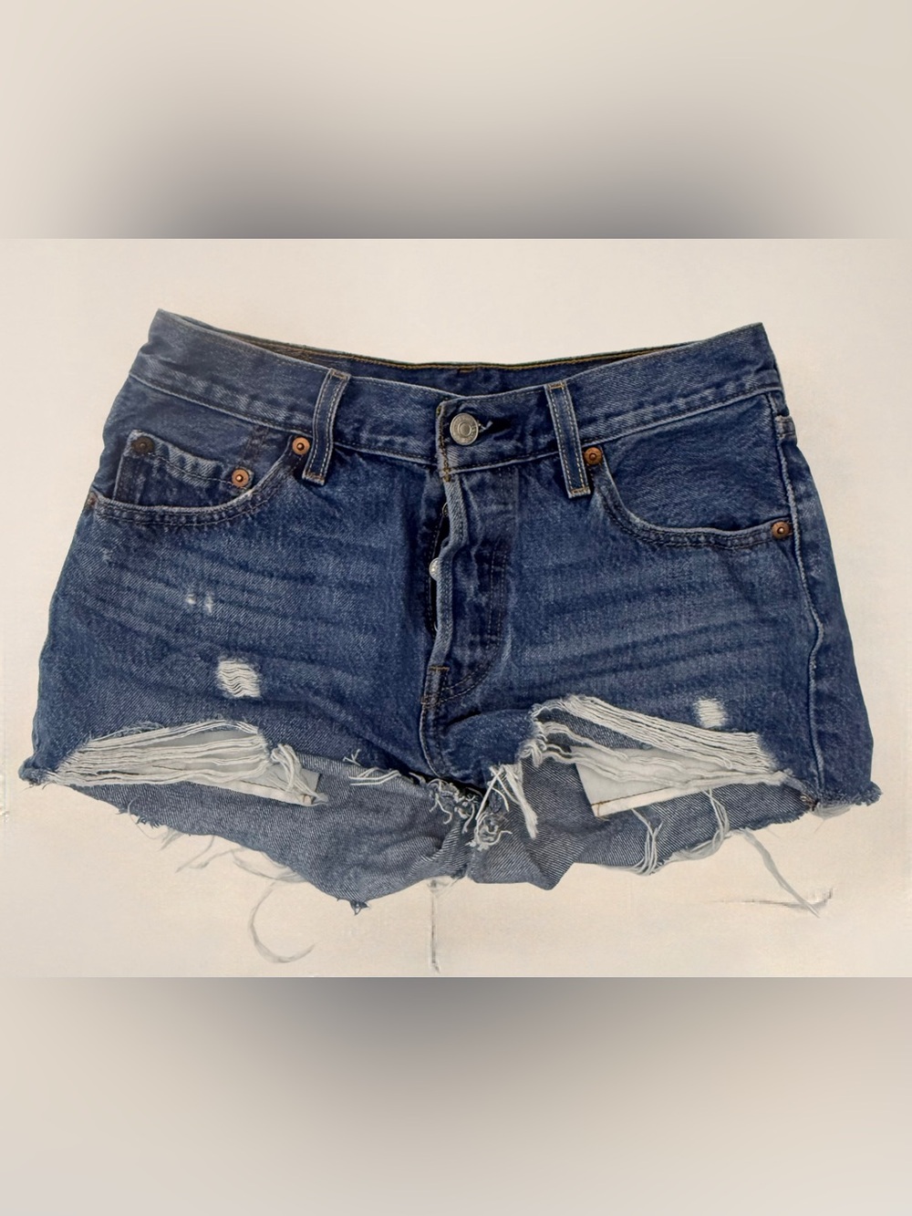 Levi’s 501 Women’s W25 Distressed Cutoff Denim Shorts Raw Hem
